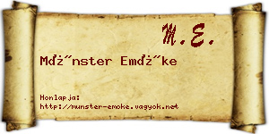 Münster Emőke névjegykártya